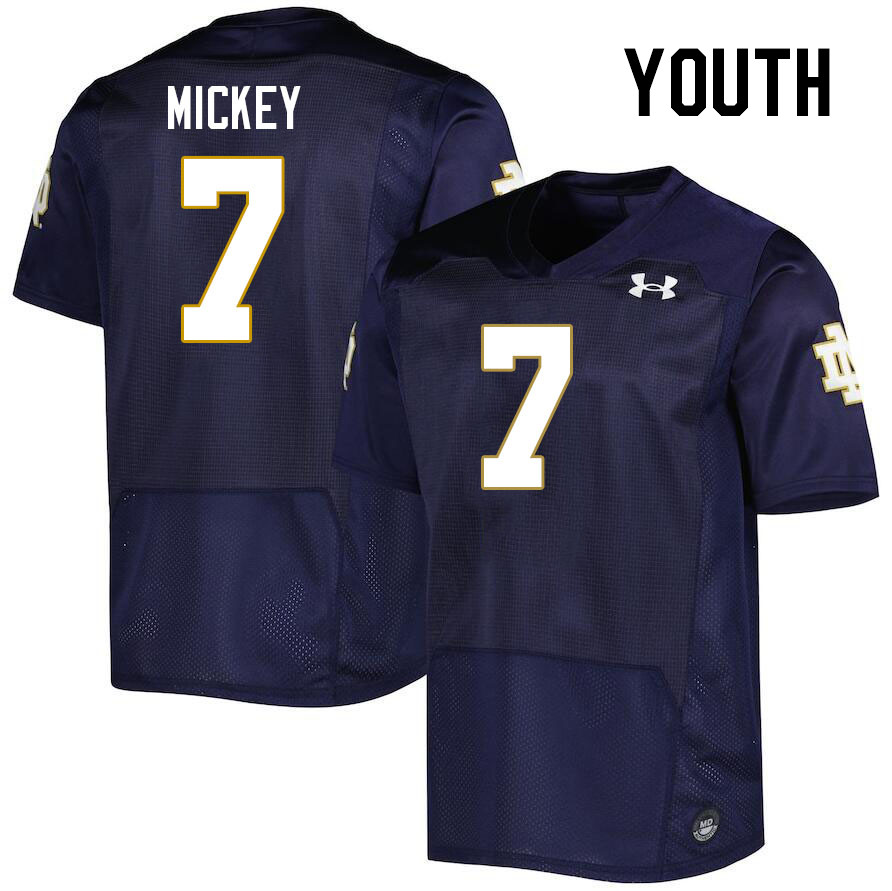 Youth #7 Jaden Mickey Notre Dame Fighting Irish College Football Jerseys Stitched-Navy - Click Image to Close